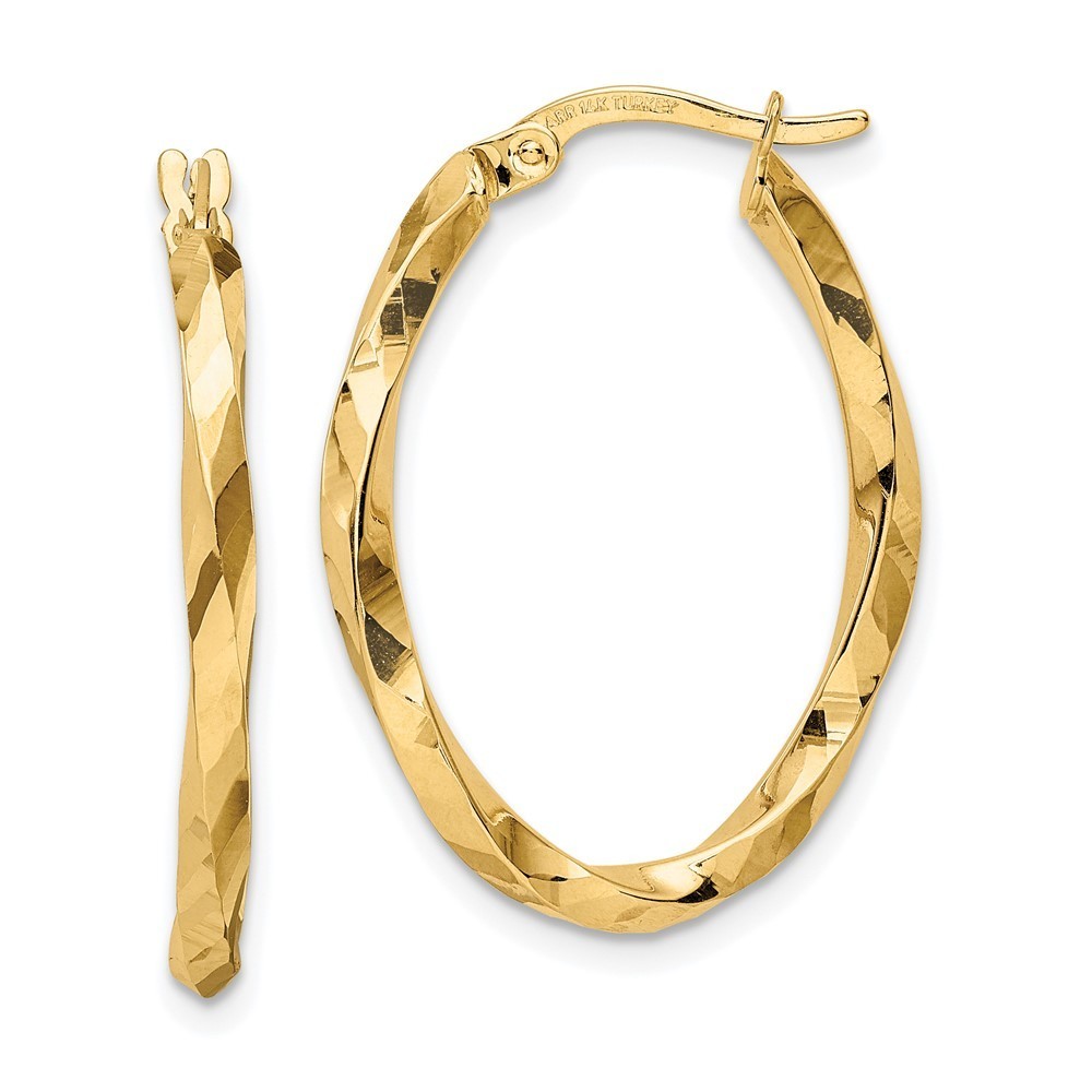 14k Yellow Gold Twisted 2.5x20x29mm Oval Hoop Earrings 28.6 L X 20.2 Mm W